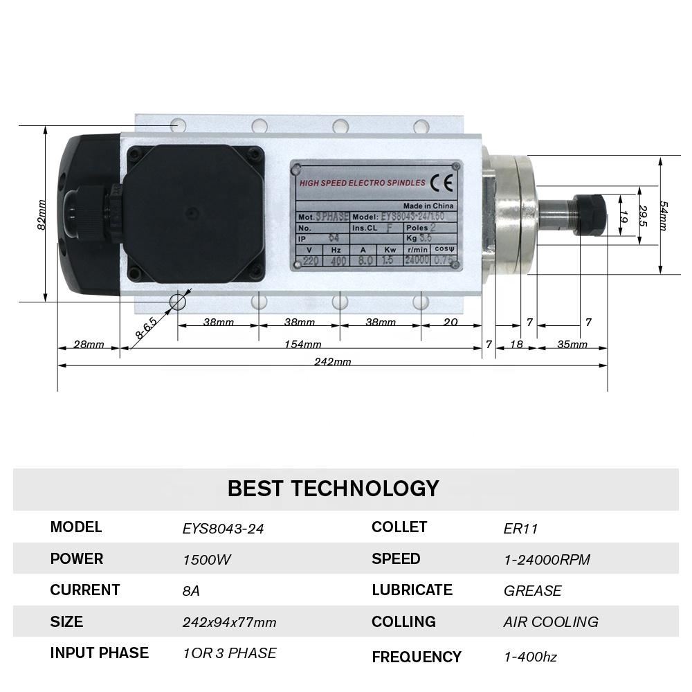 HLTNC 1.5kw Flash air Cooled S - огляд і ціна Air Cooled 1.5Kw Spindle Motor Inverter 110V