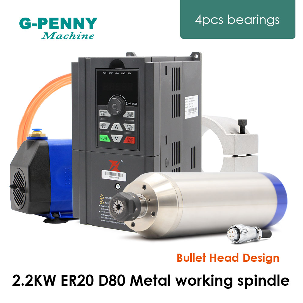 2.2kw ER20 D80 Metal Spindle W - огляд і ціна 2.2Kw Water Cooled Spindle Kit Vfd